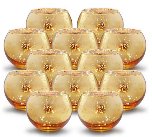 Pumpkin Gold Candle Holders - Pack of 12