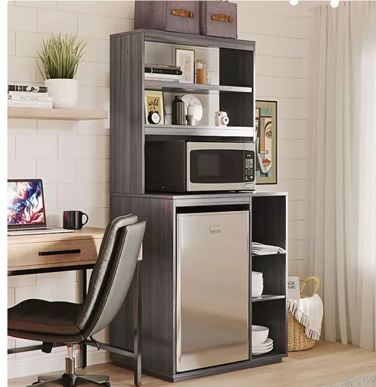 1 St. Best 74" Multifunctional Organization Station with Mini Refrigerator and Microwave Storage Space, Assorted Colors
