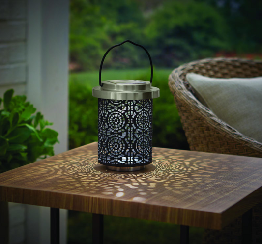 LED Medium Metal Outdoor Solar Table Lantern