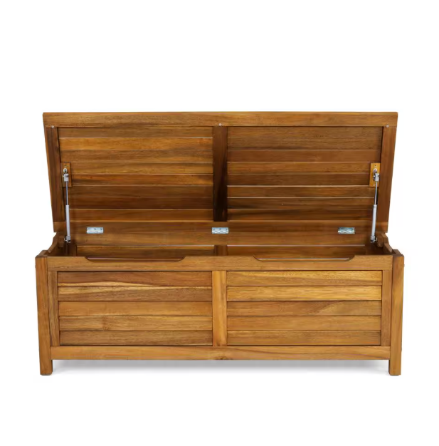 65.67 Gal. Golden Teak Brown Wooden Storage Deck Box