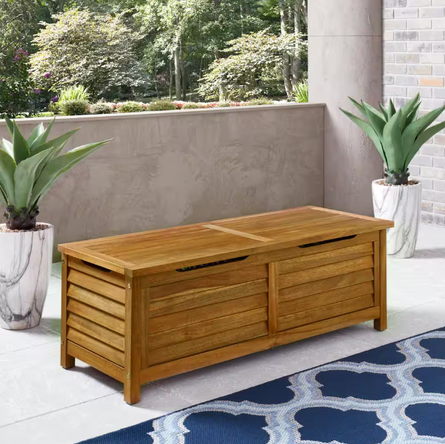 65.67 Gal. Golden Teak Brown Wooden Storage Deck Box