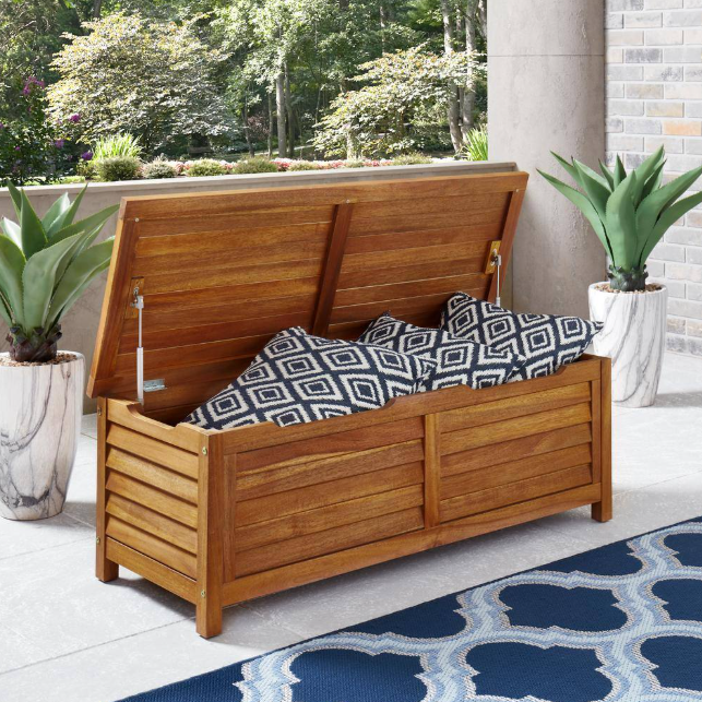 65.67 Gal. Golden Teak Brown Wooden Storage Deck Box