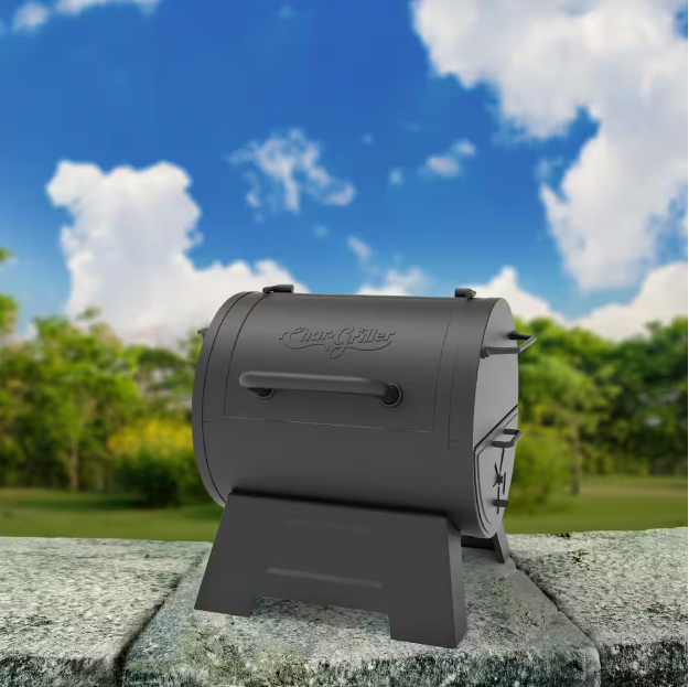 Portable Charcoal Grill or Side Fire Box with Adjustable Air Vents, Heavy Duty - Black