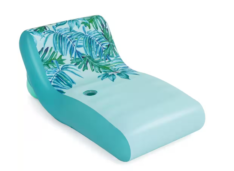 69 in. x 42 in. Luxury Fabric Covered Inflatable Swimming Pool Relaxation Lounger Float