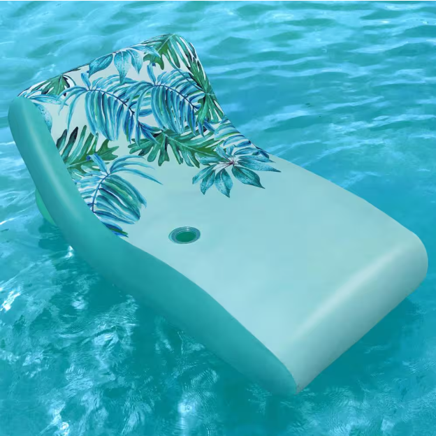 69 in. x 42 in. Luxury Fabric Covered Inflatable Swimming Pool Relaxation Lounger Float