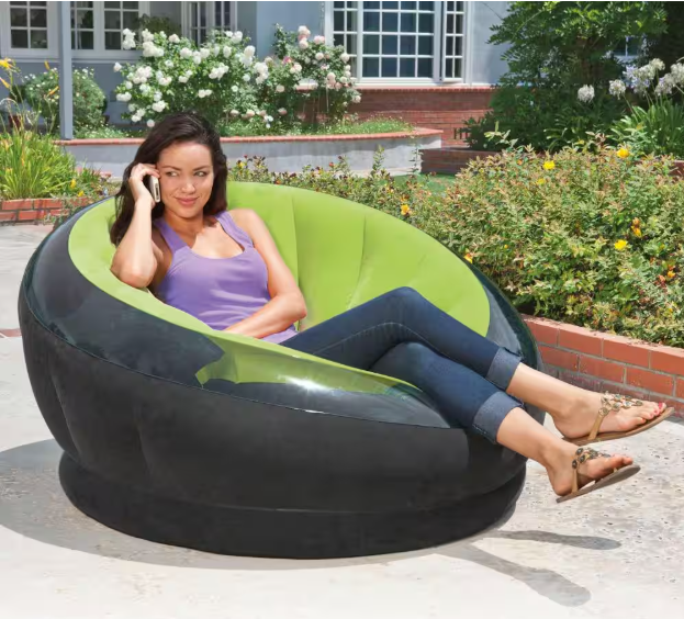 Twin Empire Inflatable Lounge Camping Chair 27 in. Thickness for Adults in Lime Green