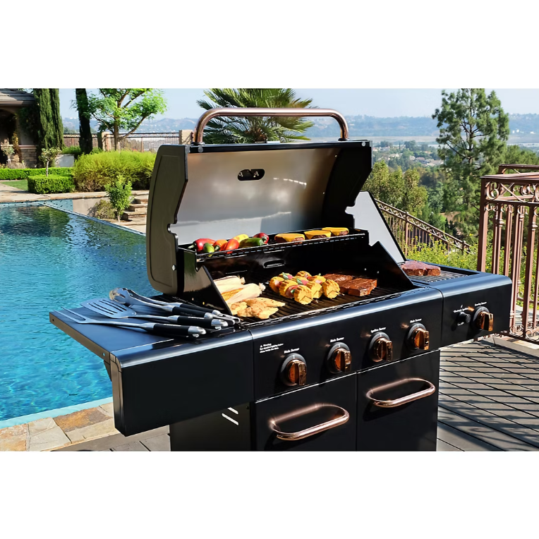 4-Burner LP Gas Grill with Searing Side Burner