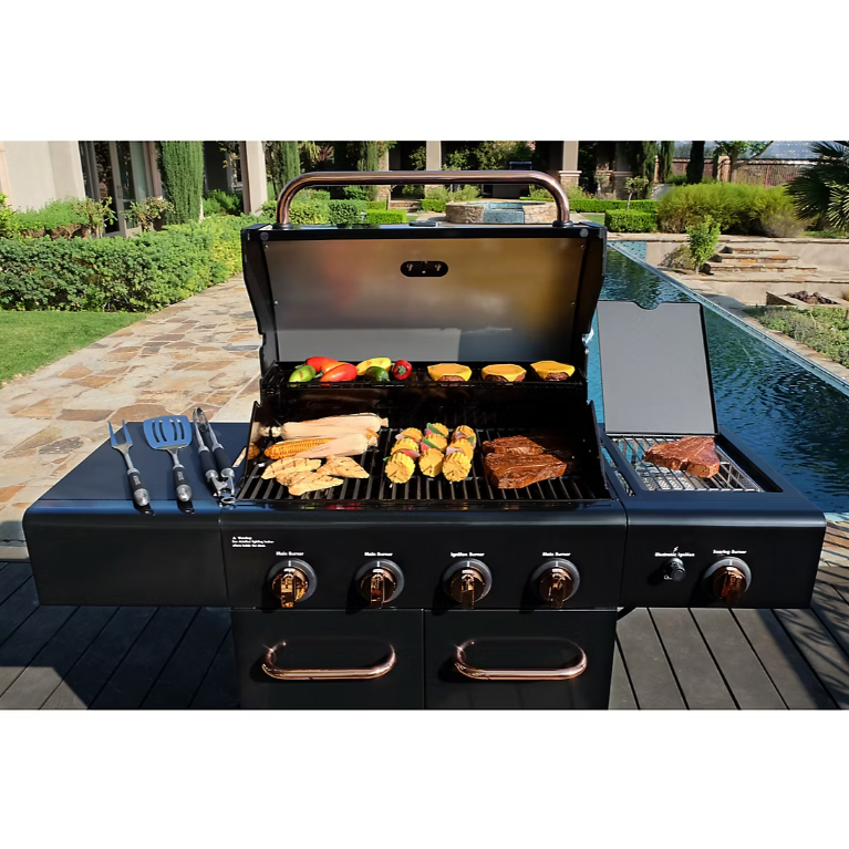 4-Burner LP Gas Grill with Searing Side Burner