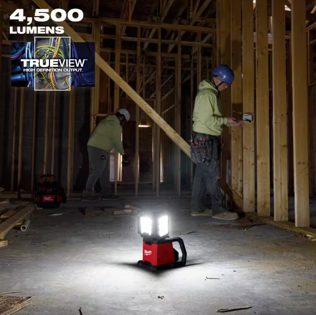 18-Volt Lith-Ion cordless 4500 Lumens ROVER Dual Power Triple-Panel Flood