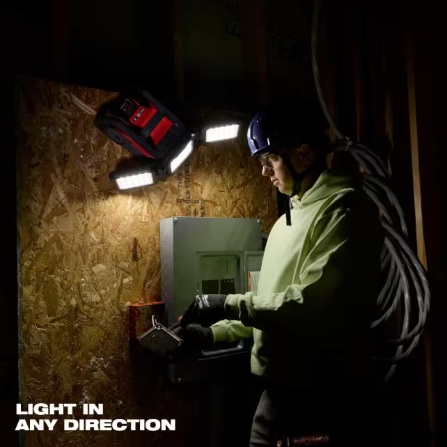18-Volt Lith-Ion cordless 4500 Lumens ROVER Dual Power Triple-Panel Flood
