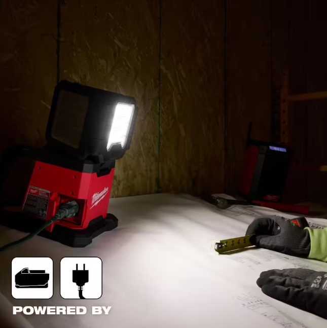 18-Volt Lith-Ion cordless 4500 Lumens ROVER Dual Power Triple-Panel Flood