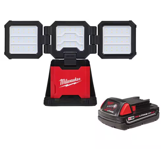 18-Volt Lith-Ion cordless 4500 Lumens ROVER Dual Power Triple-Panel Flood