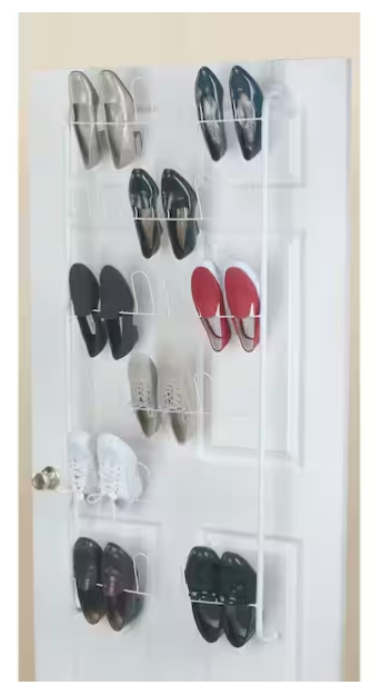 57.5 in. H 18-Pair White Metal Hanging Shoe Organizer