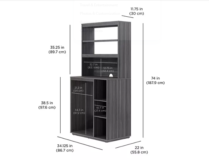 1 St. Best 74" Multifunctional Organization Station with Mini Refrigerator and Microwave Storage Space, Assorted Colors