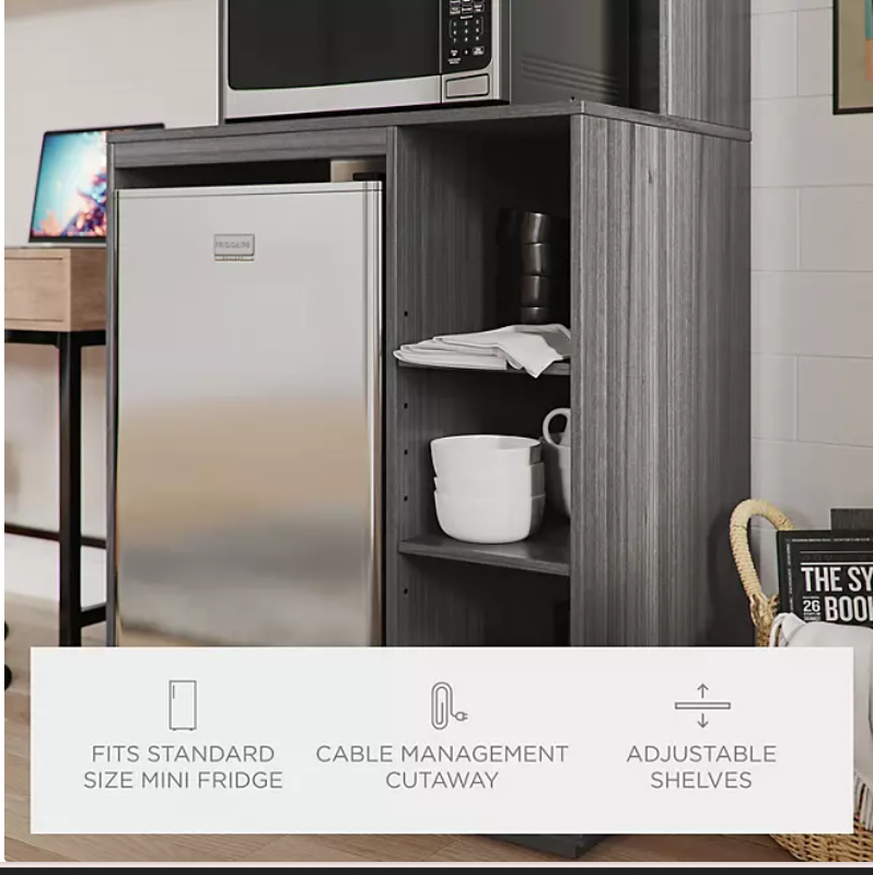 1 St. Best 74" Multifunctional Organization Station with Mini Refrigerator and Microwave Storage Space, Assorted Colors