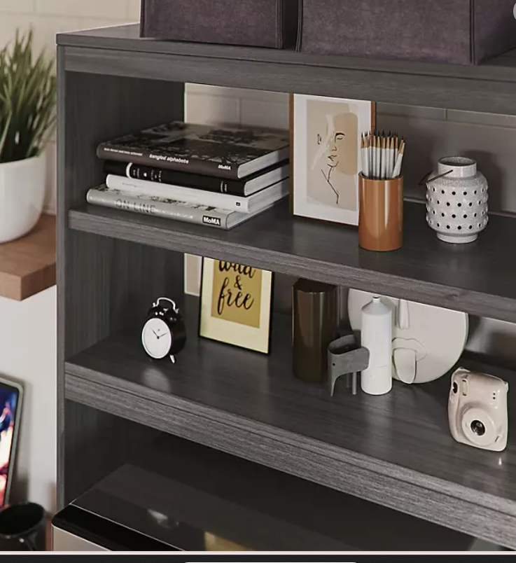 1 St. Best 74" Multifunctional Organization Station with Mini Refrigerator and Microwave Storage Space, Assorted Colors