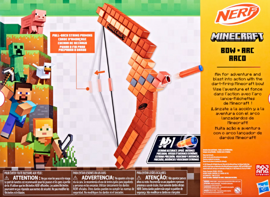 Nerf Minecraft Bow Dart Blaster, 8 Nerf N1 Darts