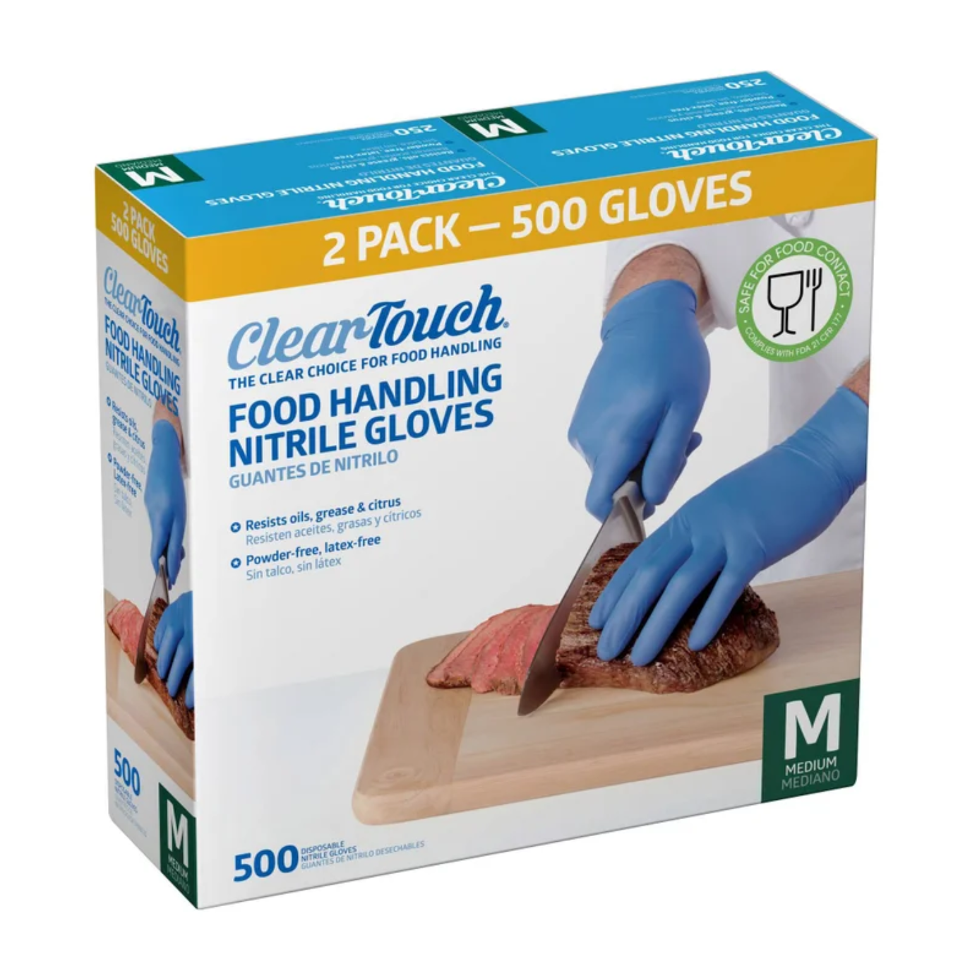Clear-Touch Food Handling Nitrile Gloves, Blue, 500-count