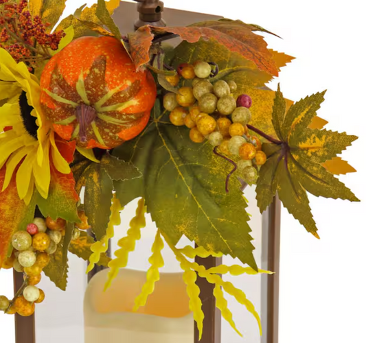 Sunflower and Pumpkin Harvest Lantern - 14in