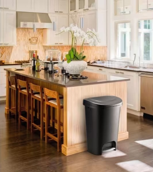 13 Gal. Black Indoor Step-On Trash Can