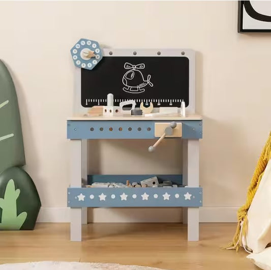 Kids Wooden Play Tool Workbench Workshop Table