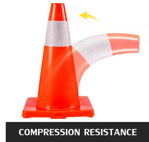 Orange Traffic Cones with Reflective Collars (12-Piece)
