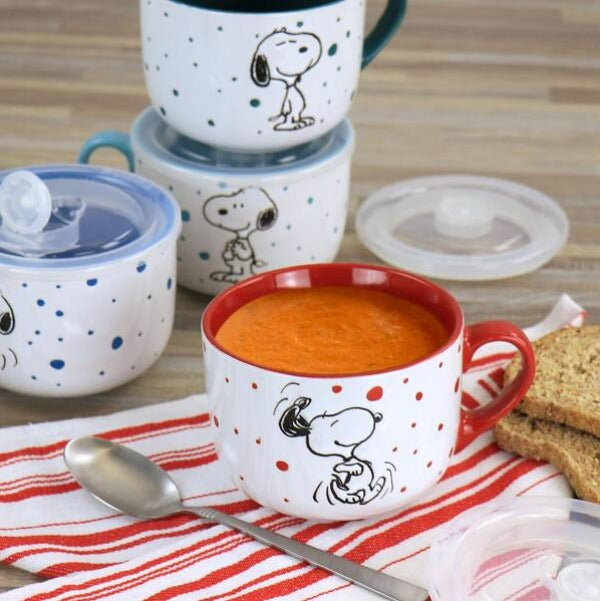 Assorted Colors Stoneware Soup Bowl Cup and Lid