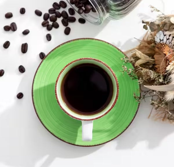Stoneware Coffee Cups and Coffee Saucers