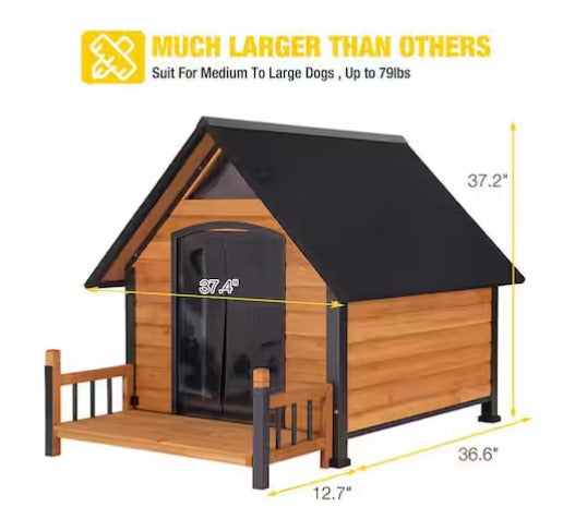 Large Outdoor Dog House with Porch