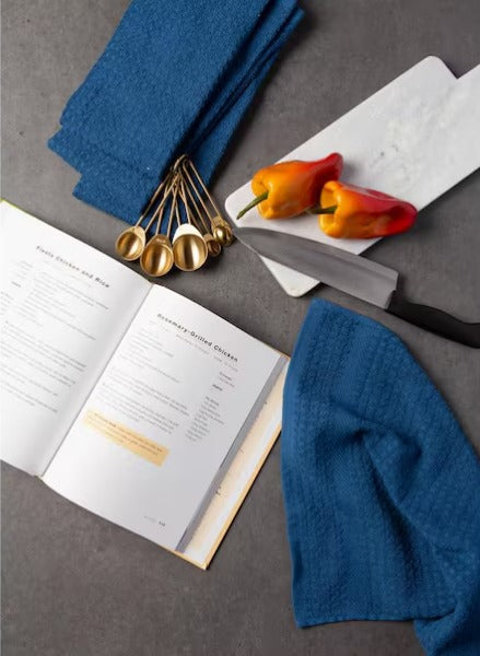 Blue Terry Solid Waffle Dish Towels (Set of 4)