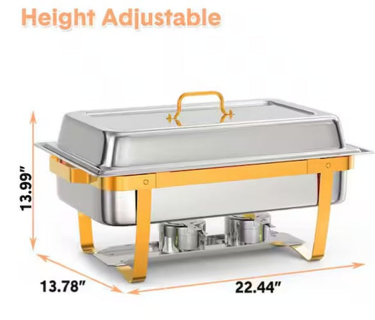 Stainless Steel Chafing Dish Buffet Set w/Lid Holder