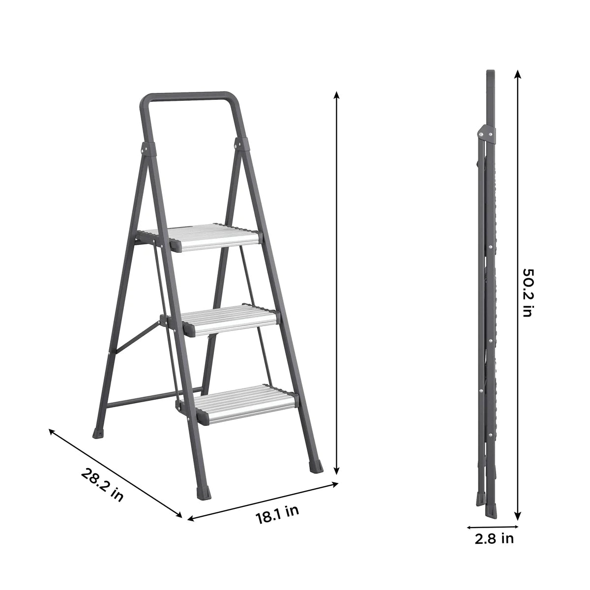3-Step Folding Step Stool, 250 lbs Load Capacity