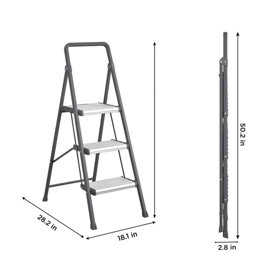 3-Step Folding Step Stool, 250 lbs Load Capacity