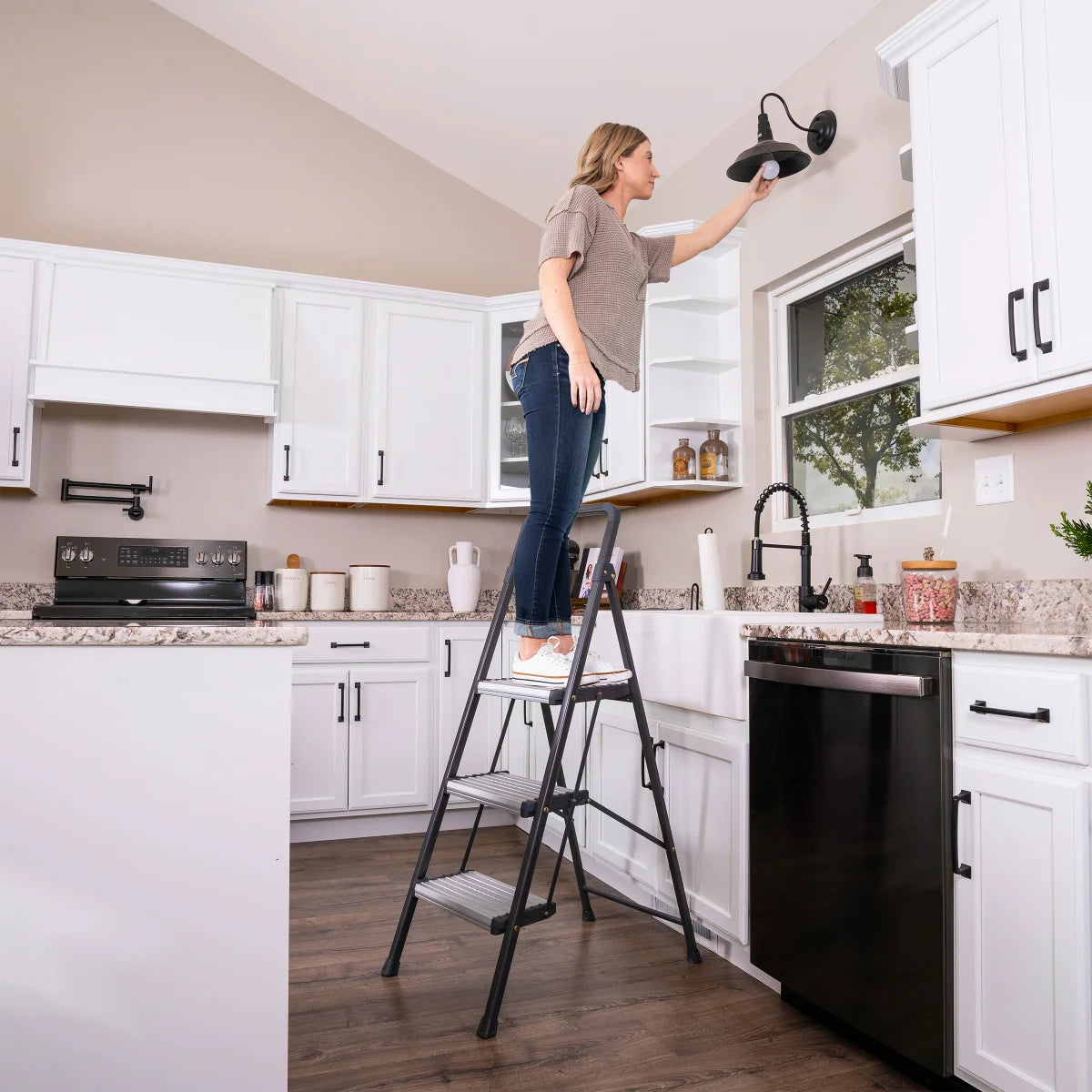 3-Step Folding Step Stool, 250 lbs Load Capacity