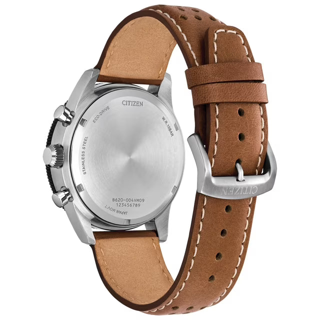 Eco-Drive Men's Sport Casual Brycen Brown Leather Strap