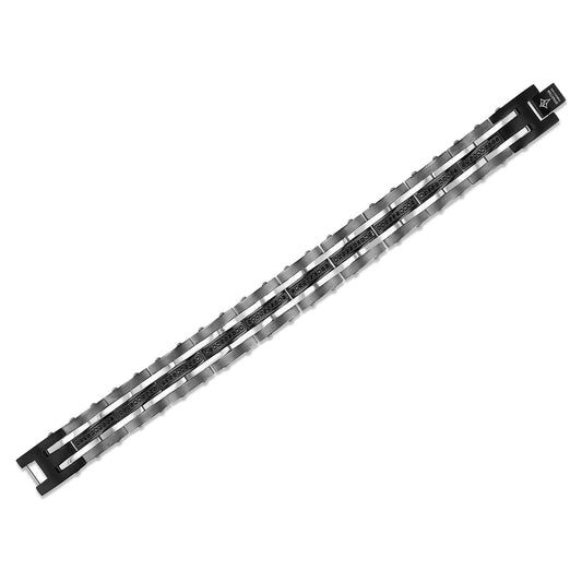 Stainless Steel with Black Spinel Gemstones Men's Bracelet