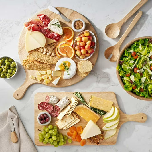 Rubber Wood Charcuterie Boards, Set of 2