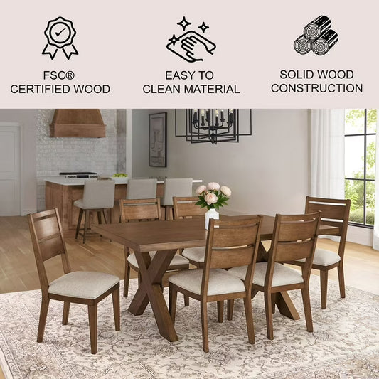 Hastings 7-Piece Dining Table Set, Brown