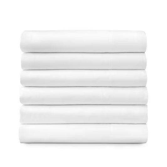 Hospitality Bulk Flat Bed Sheets, 6-Pack, White