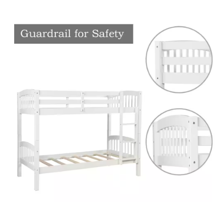 Twin over Twin Wood Bunk Bed with Ladder, White - Divided into 2 Separate Beds