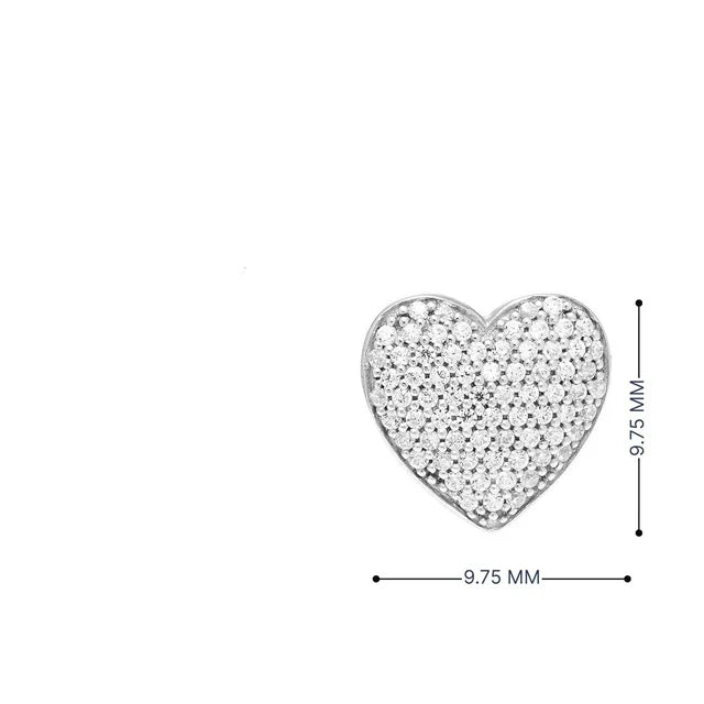 Diamond Heart Stud Earrings in Sterling Silver