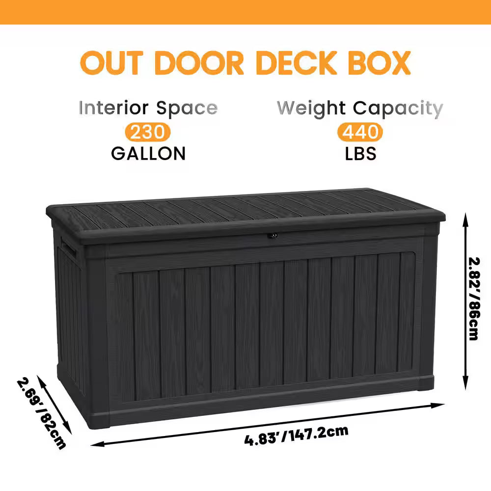 230 Gal. Outdoor Deck Box-Waterproof Resin Storage