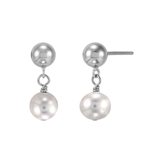 Freshwater Cultured Pearl and Silver Bead 3 Piece Set in Sterling Silver