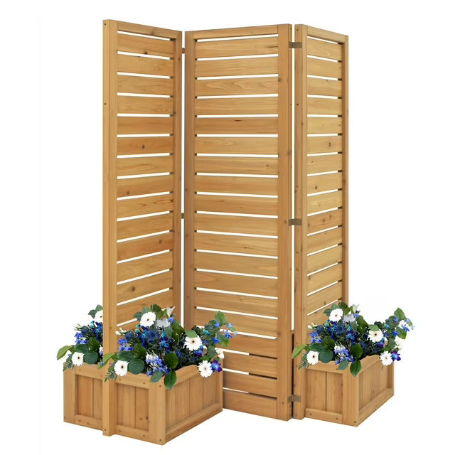Yardistry Fusion 3-Panel Cedar Planter Screen, Natural Brown