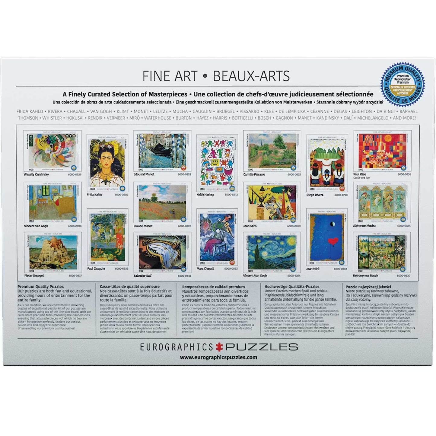 Fine Art Masterpieces Puzzle, 1000 Piece