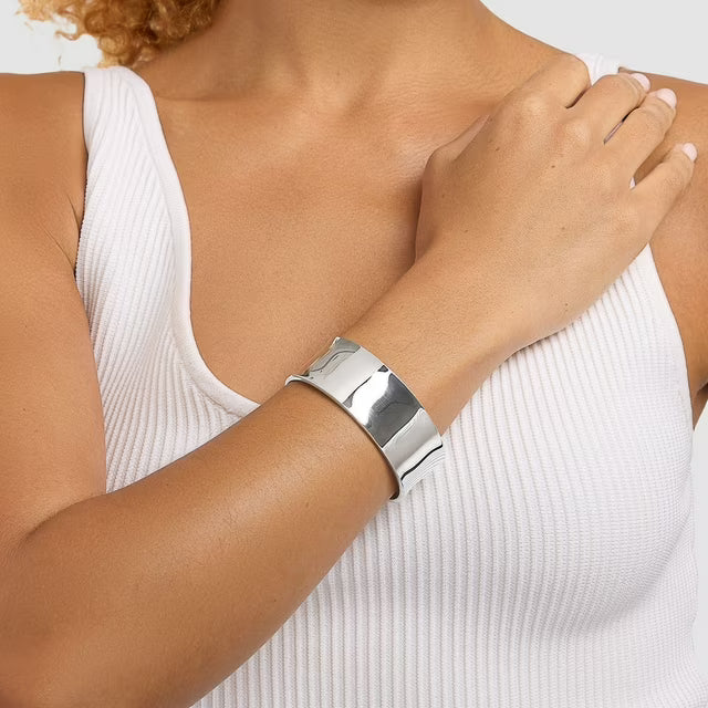 High Polish Cuff Bangle Bracelet in Sterling Silver