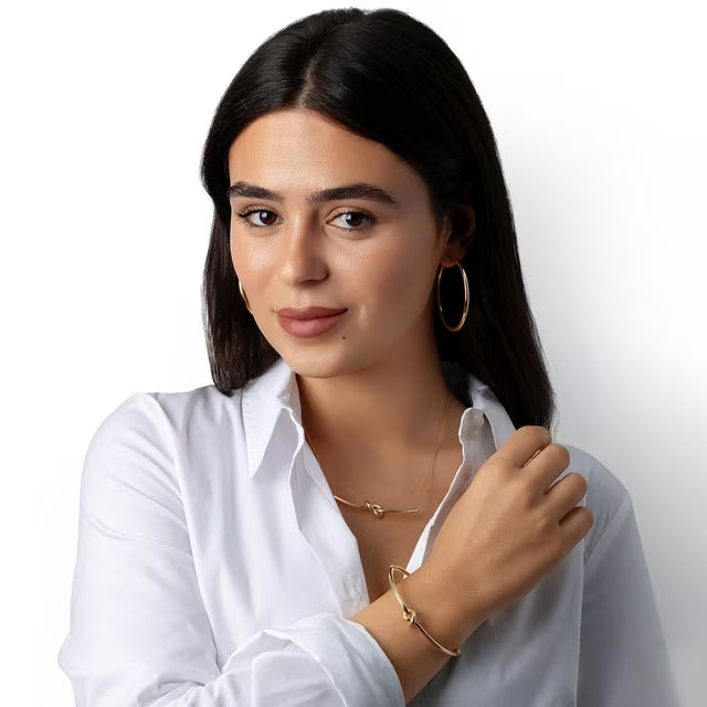 Bar Knot Tube Necklace in 14K Yellow Gold