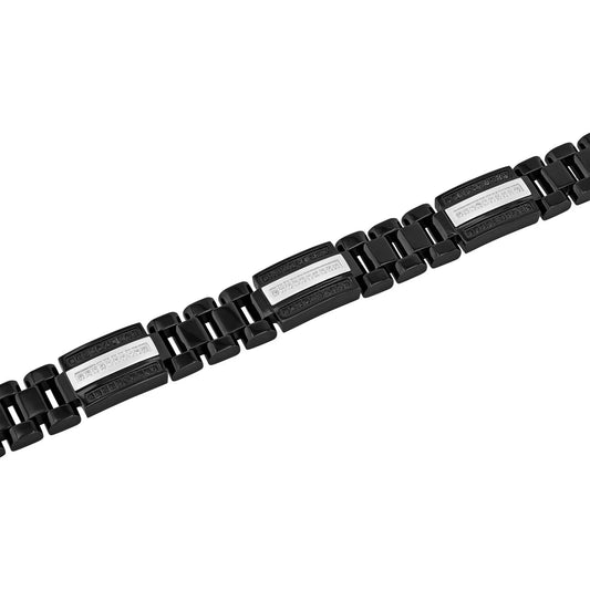 0.81CT. TW. Black & White Diamond Bracelet in Stainless Steel