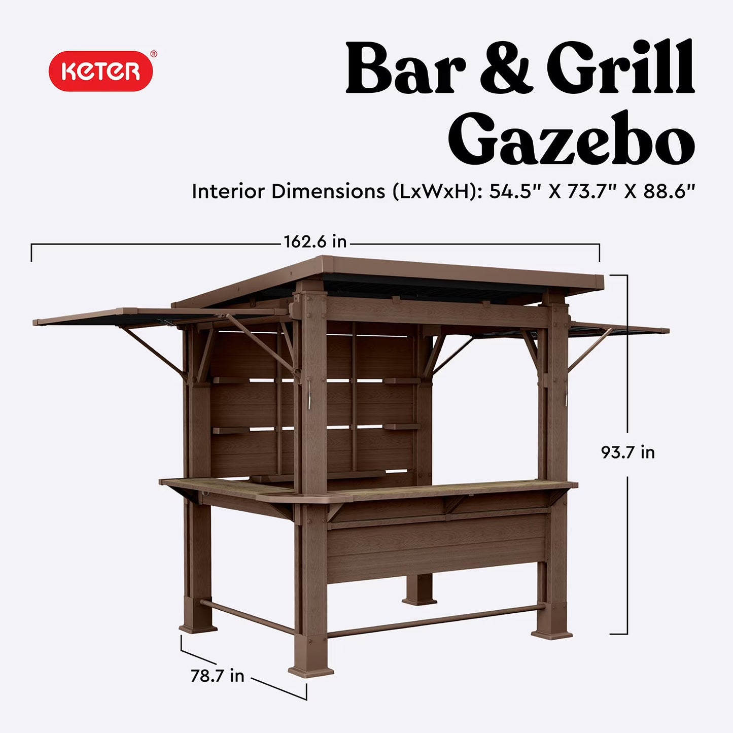 Keter 11' x 7' Signature Collection Resin Outdoor Bar Pine Gazebo