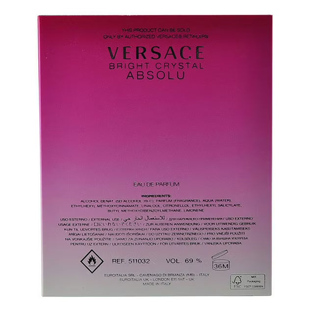 Versace Bright Crystal Absolu Eau de Parfum Spray, 3.0 fl. oz.